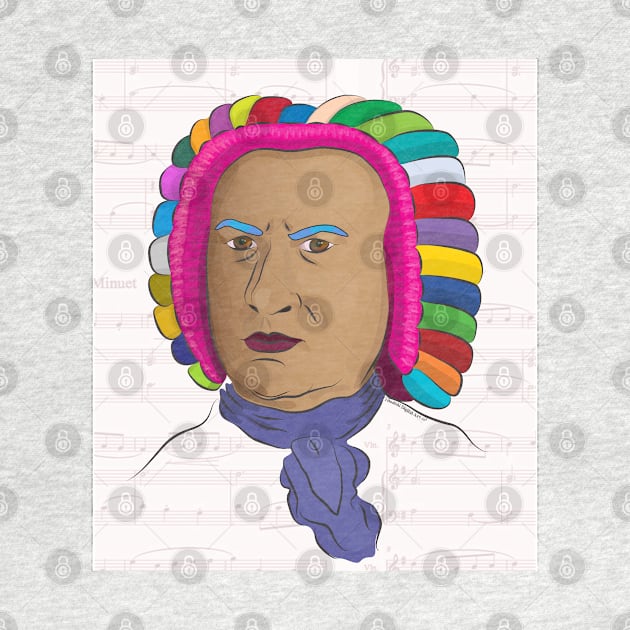 Johann Sebastian Bach in a Colorful Wig and a Tan - Pop Art by ibadishi